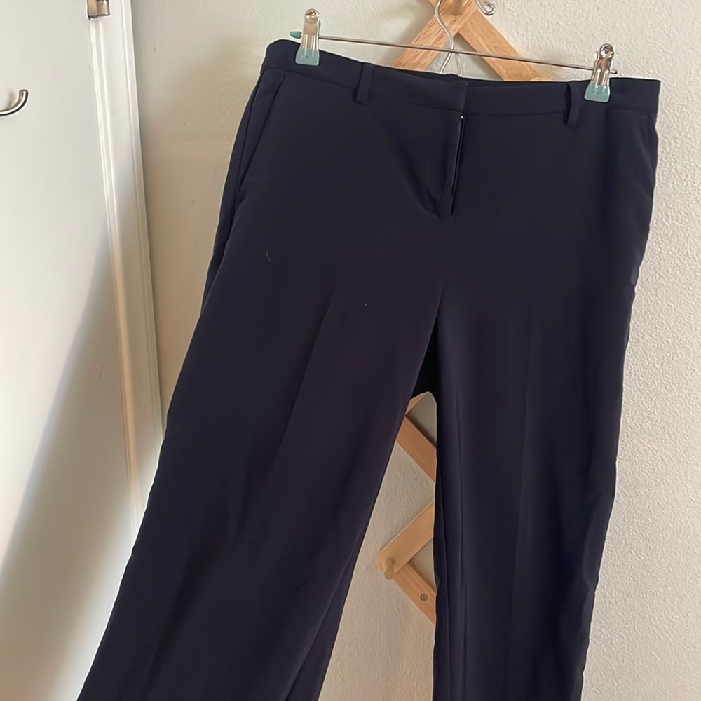 Straight leg navy trousers ankle length by Kenar